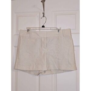 LOFT Womens Size 10 Yellow Polka Dot Shorts Textured Casual Summer Flat Front